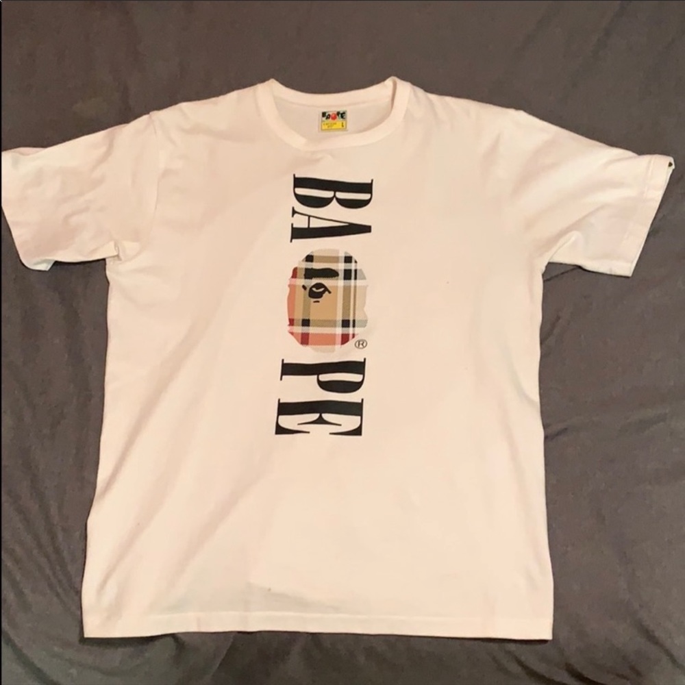 BAPE T SHIRT WHITE CHECK